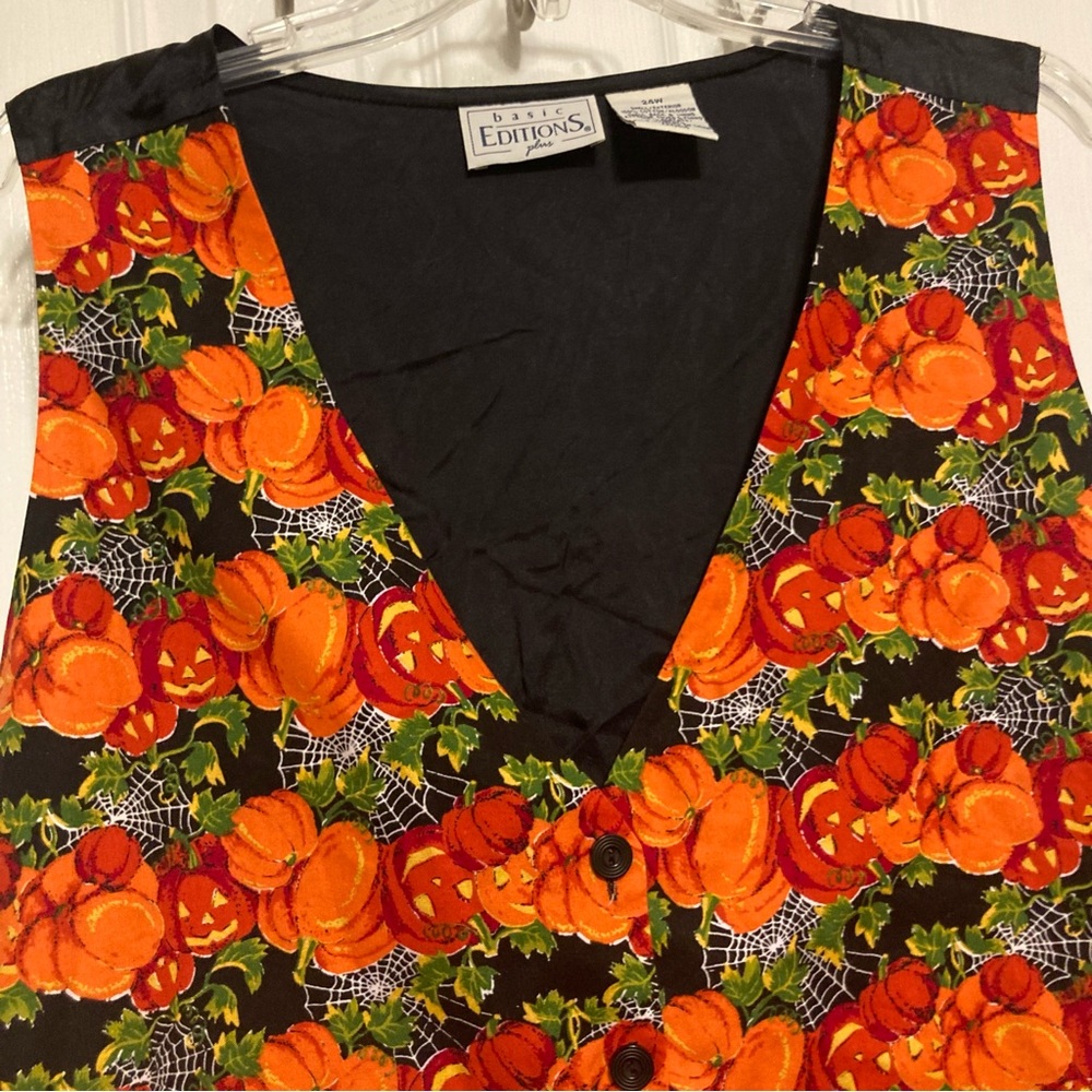 Vintage Y2K Halloween jack-o’-lantern and Spiderweb Vest